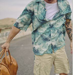 Original vintage moon green cashew flower shirt Cu